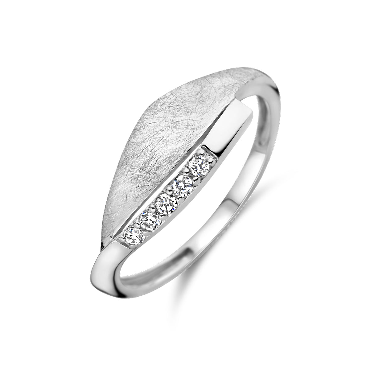 Gerhodineerd Zilver Ring Met Zirkonia Gescratcht 1337819 - PansiteNederland.nl