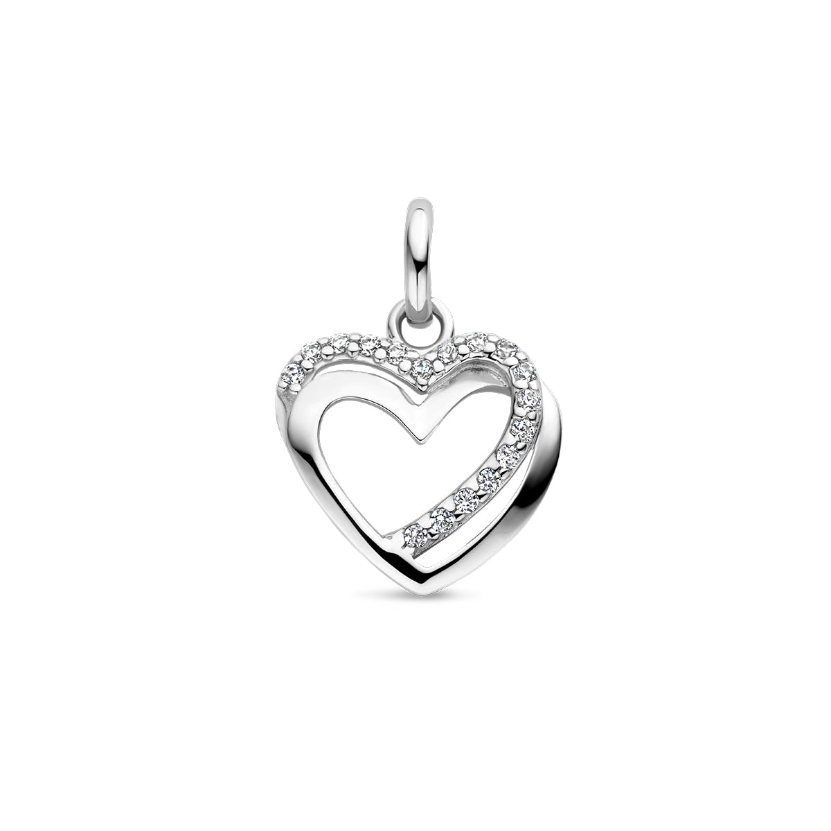 zilver gerhodineerd hanger hart zirkonia 1337834 - PansiteNederland.nl
