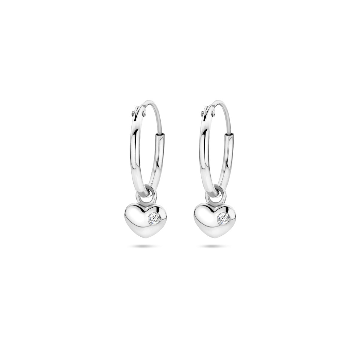 Zilver Gerhodineerd Oorringen Hart Zirkonia 1337870 - PansiteNederland.nl