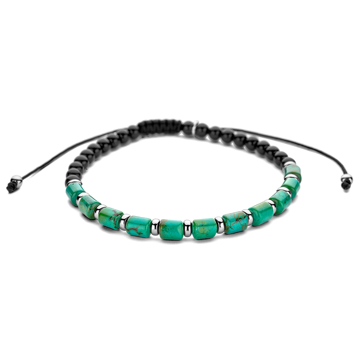 Zilver Gerhodineerd Met Rubber/Nylon/Leer Armband Groen Agaat 19 - 30 Cm 1800997 - PansiteNederland.nl