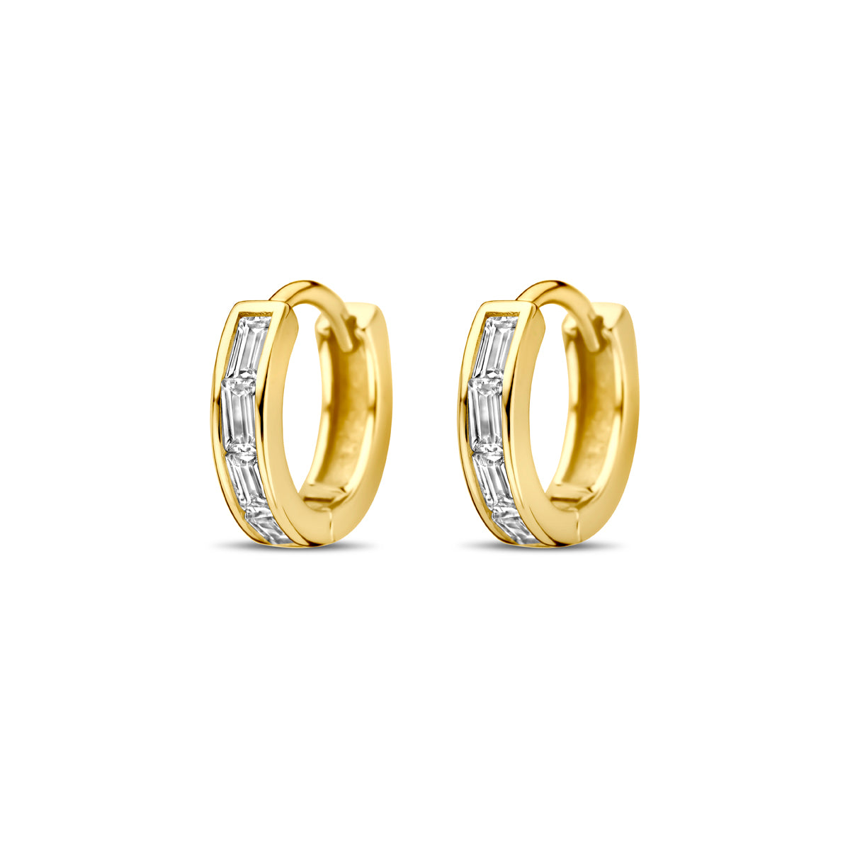 Zilver Verguld (Geel) Klapoorringen Zirkonia 10 Mm 1 Micron 2103683 - PansiteNederland.nl