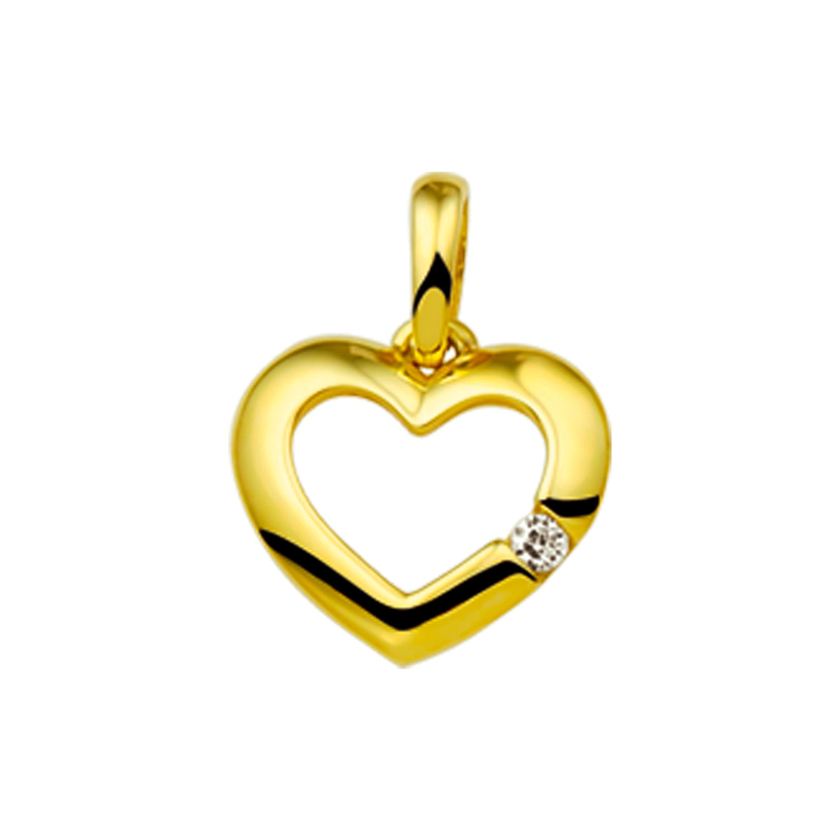 14K geelgoud hanger hart zirkonia 4016131 - PansiteNederland.nl