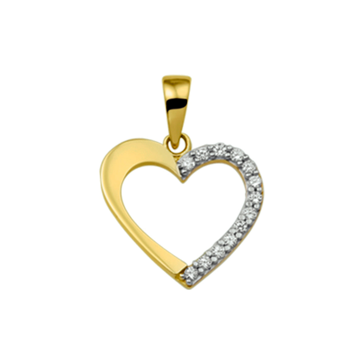 14K geelgoud hanger hart zirkonia 4016435 - PansiteNederland.nl