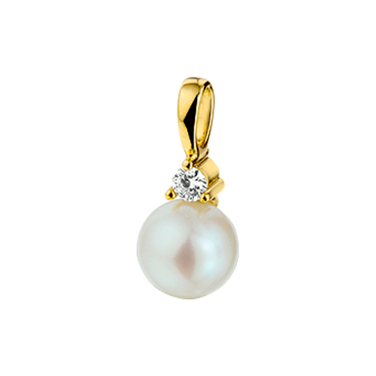 14K geelgoud hanger parel en diamant 0.05ct h si 4017157 - PansiteNederland.nl