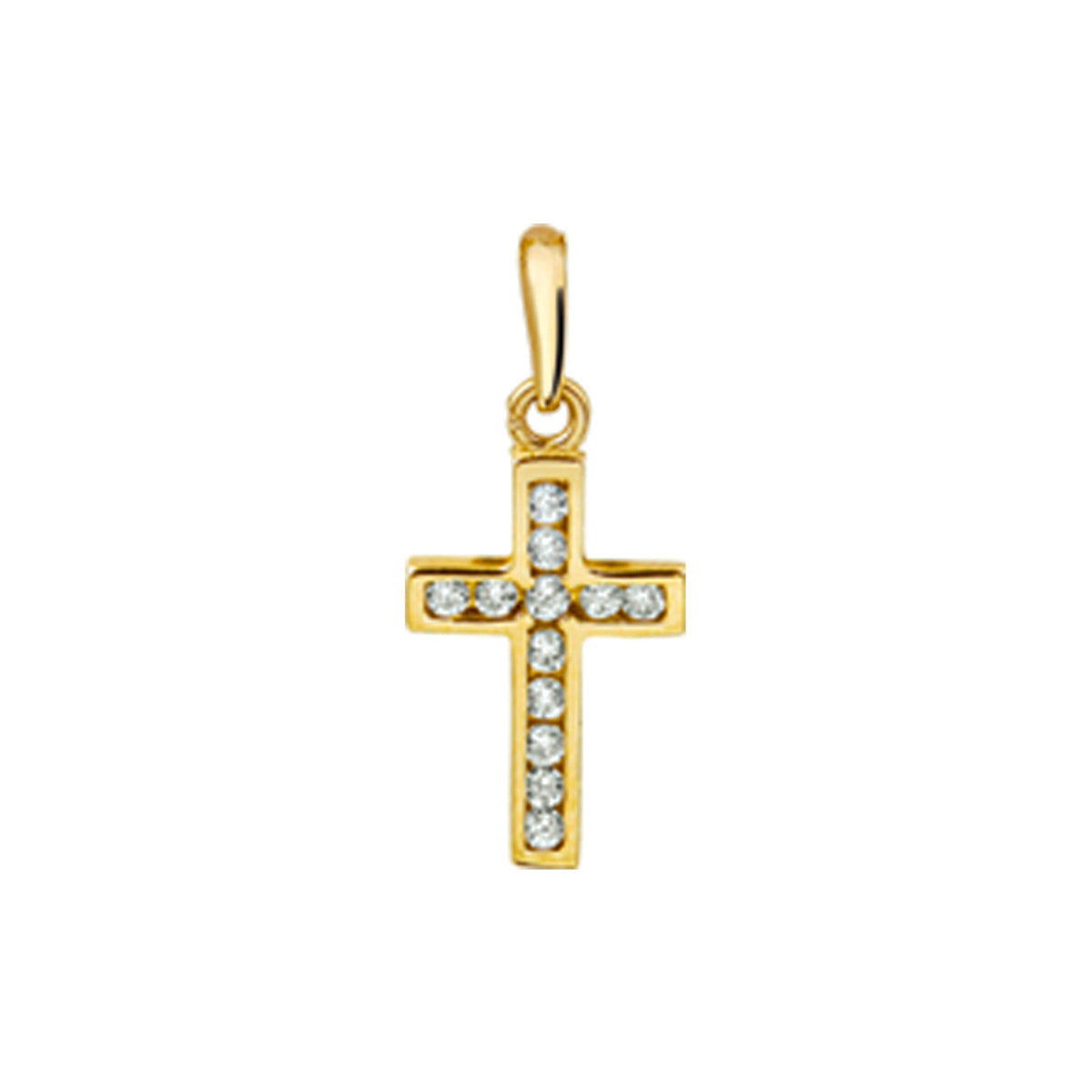 14K geelgoud hanger kruis en zirkonia 4017290 - PansiteNederland.nl