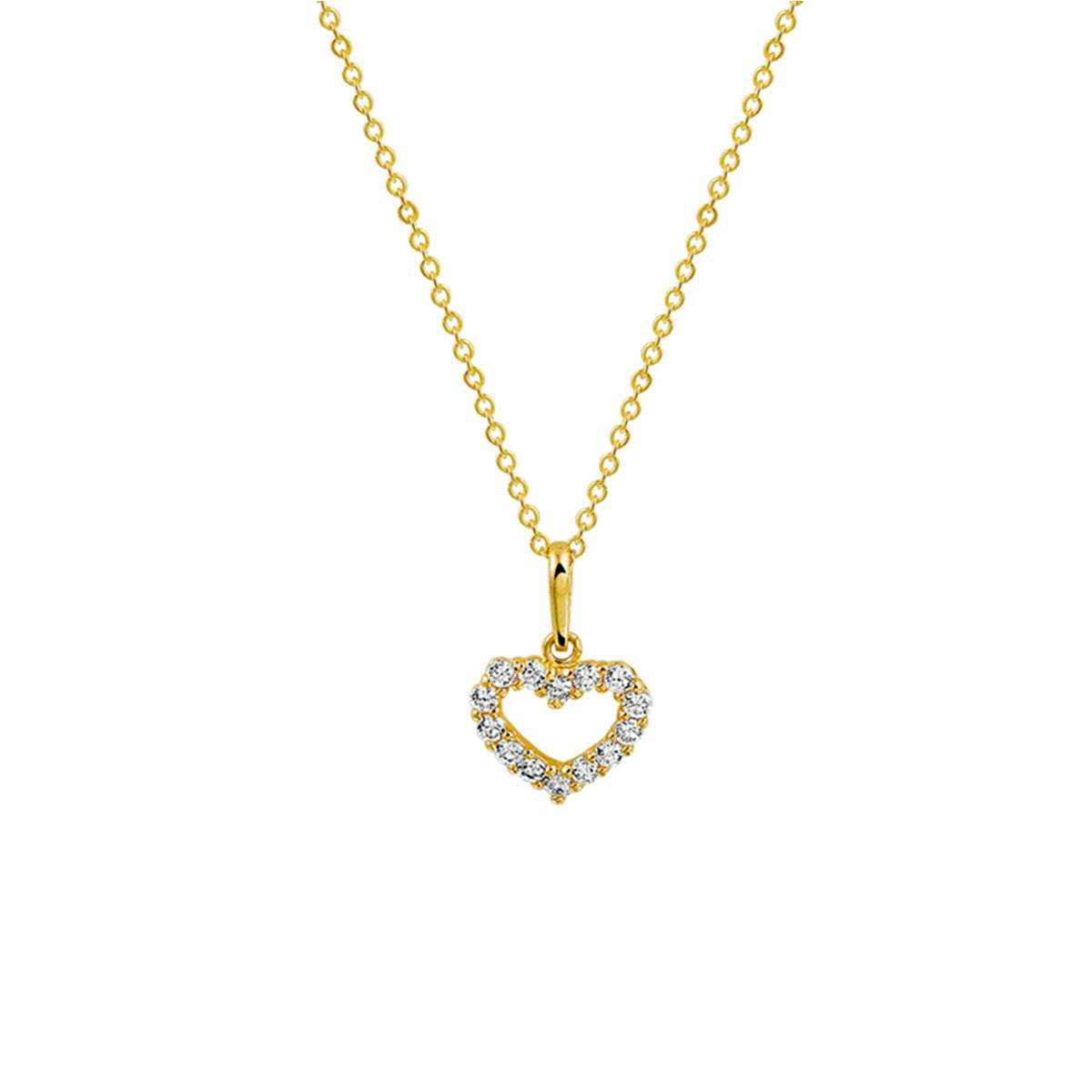 14K geelgoud collier hart zirkonia 41 + 4 cm 4018059 - PansiteNederland.nl