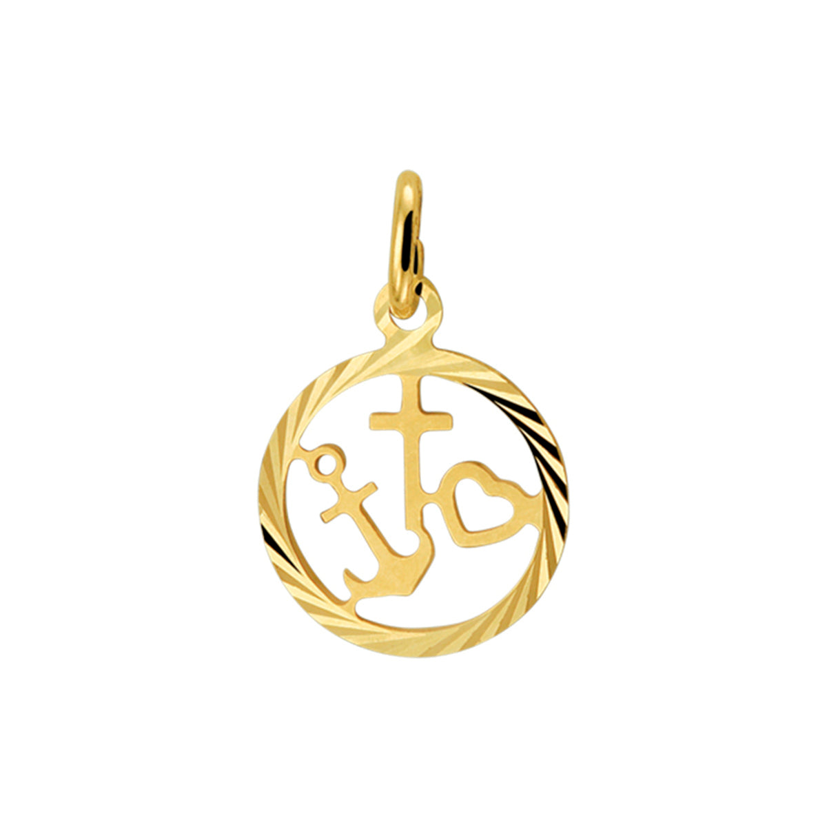 14K geelgoud hanger geloof, hoop en liefde gediamanteerd 4018159 - PansiteNederland.nl