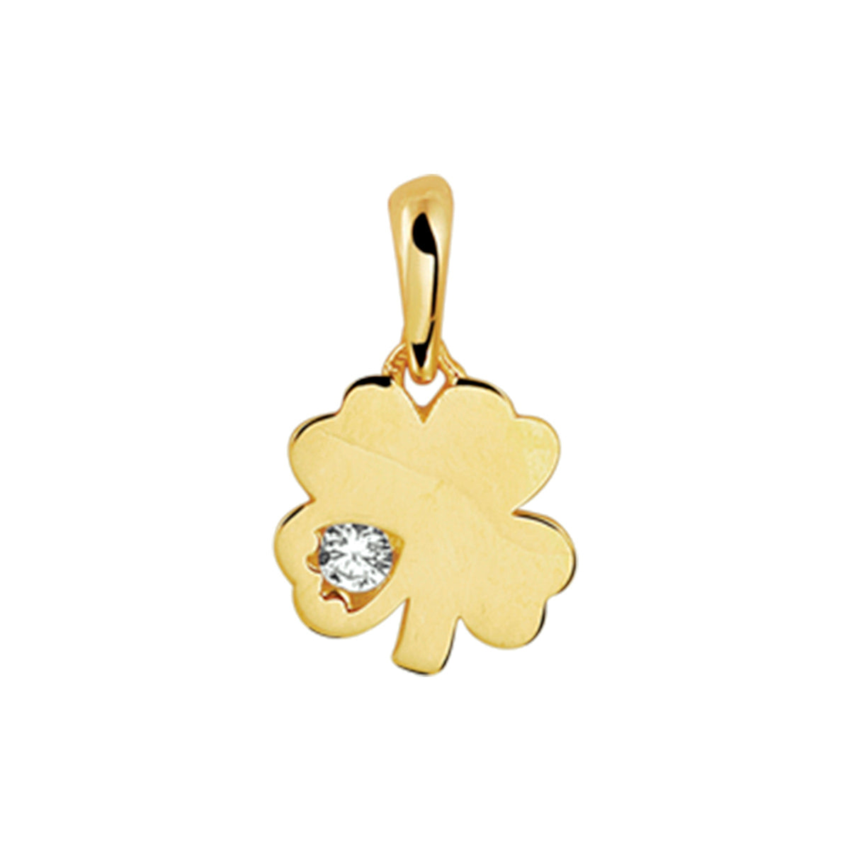14K geelgoud hanger klaver zirkonia 4018956 - PansiteNederland.nl