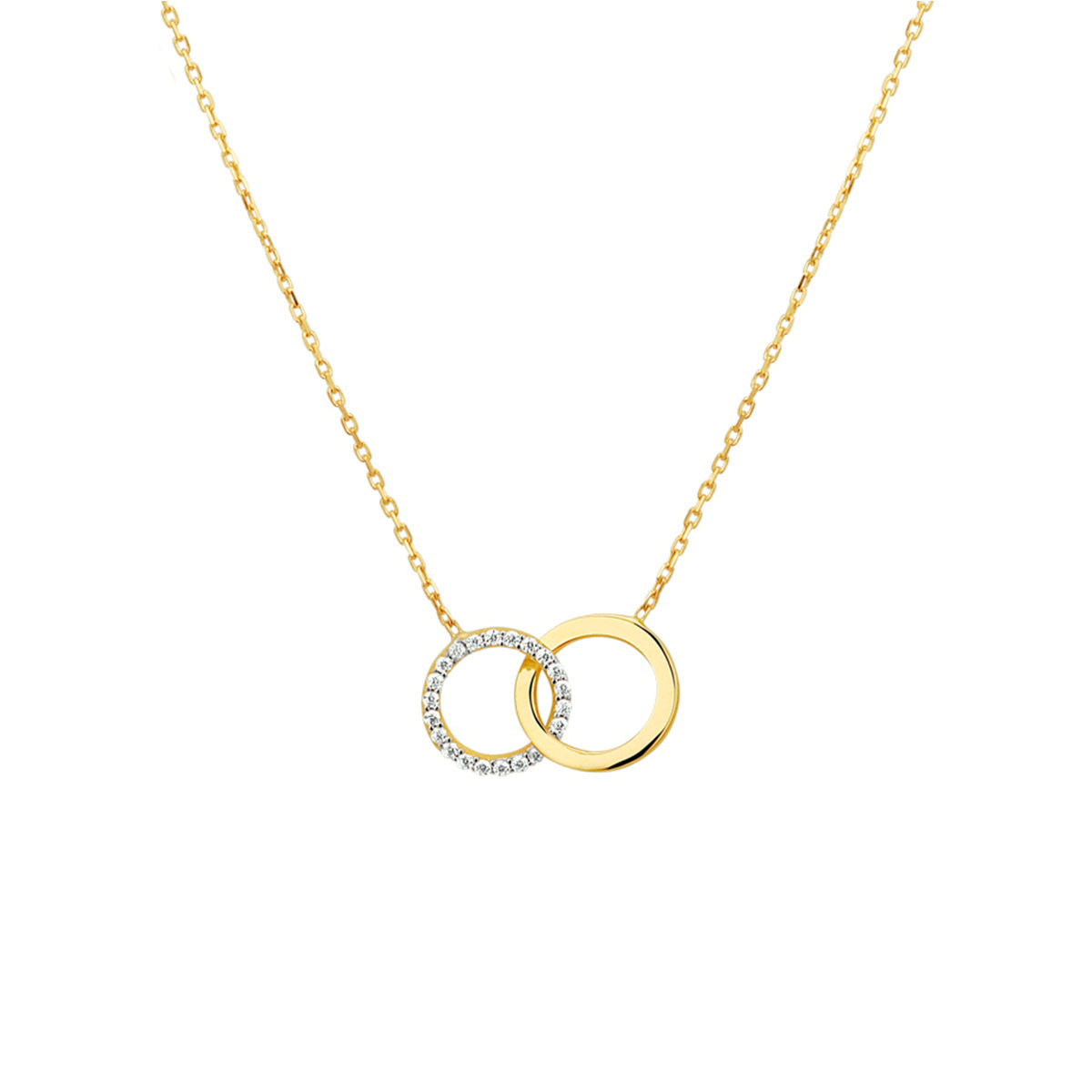 14K geelgoud collier rondjes en zirkonia 42 - 45 cm 4019249 - PansiteNederland.nl