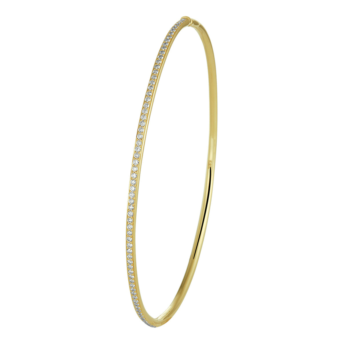 14K Geelgoud Bangle Scharnier Diamant 0.50Ct H Si 2,0 X 60 Mm 4021563 - PansiteNederland.nl