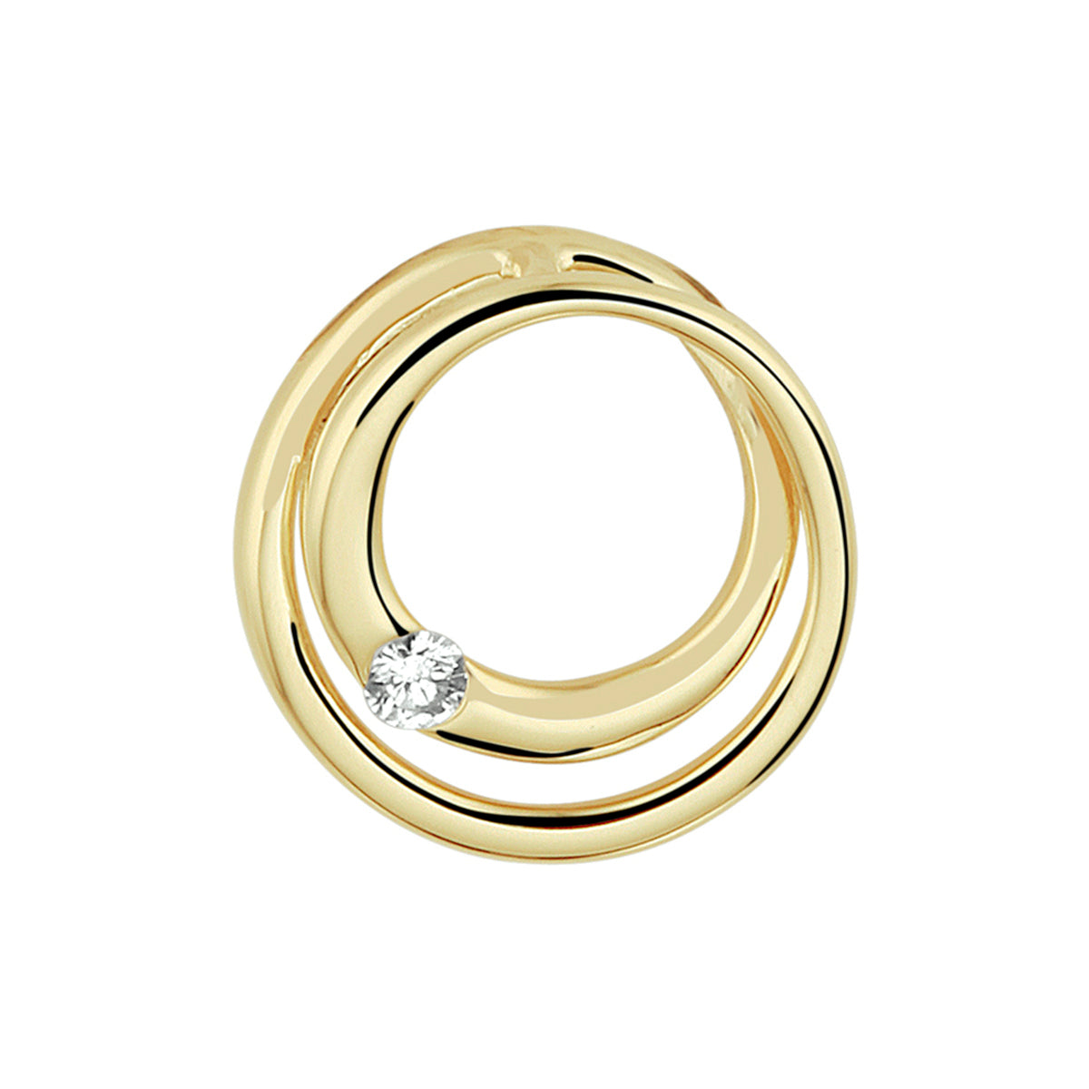 14K geelgoud hanger rond diamant 0.04ct h si 4022851 - PansiteNederland.nl