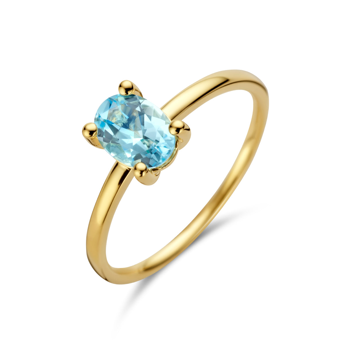 14K Geelgoud Ring Blauw Topaas 4026744 - PansiteNederland.nl