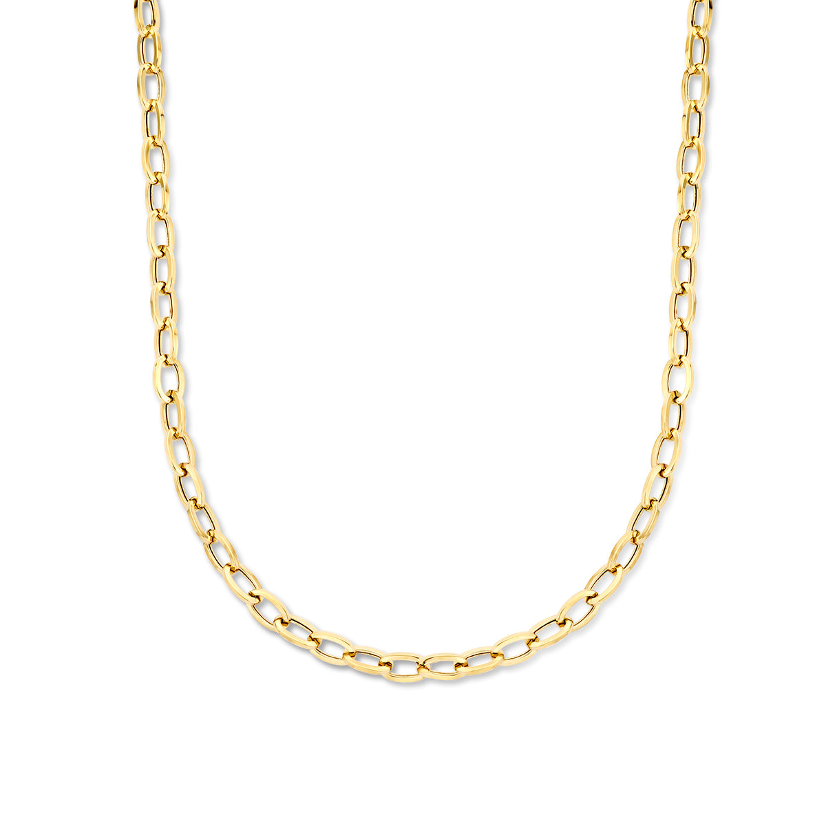 14K geelgoud collier paperclip vierkante buis 5,5 mm 45 cm 4027296 - PansiteNederland.nl