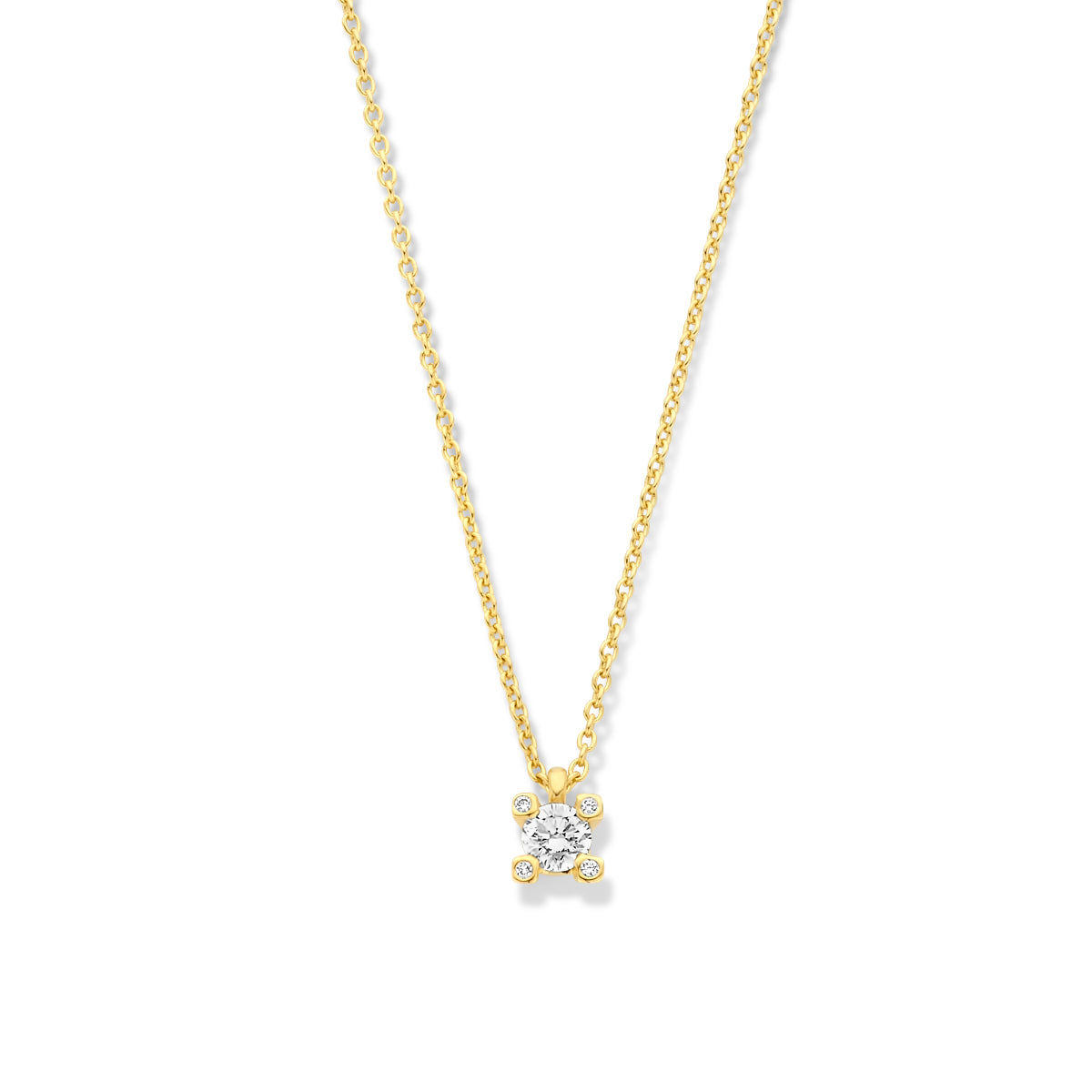 14K geelgoud collier diamant 42 cm 0.11ct h si 4027420