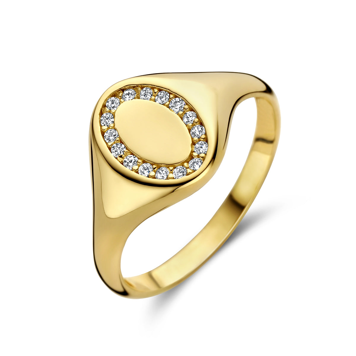 14K Geelgoud Graveerring Ovaal Met Zirkonia 4027954 - PansiteNederland.nl