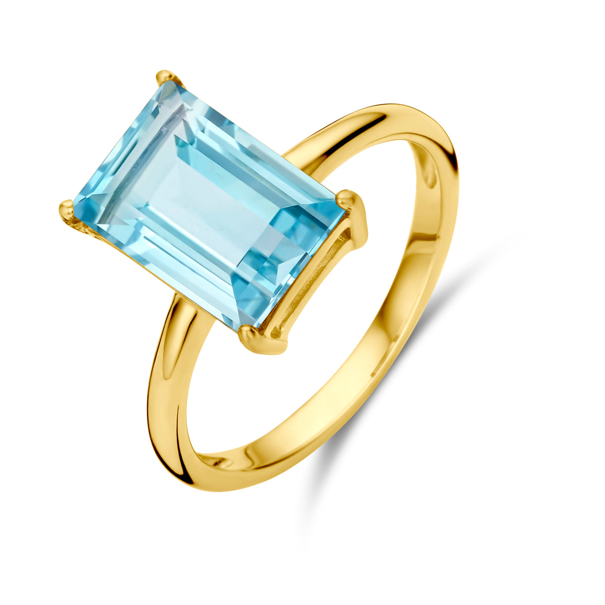 14K Geelgoud Ring Blauw Topaas 4029615