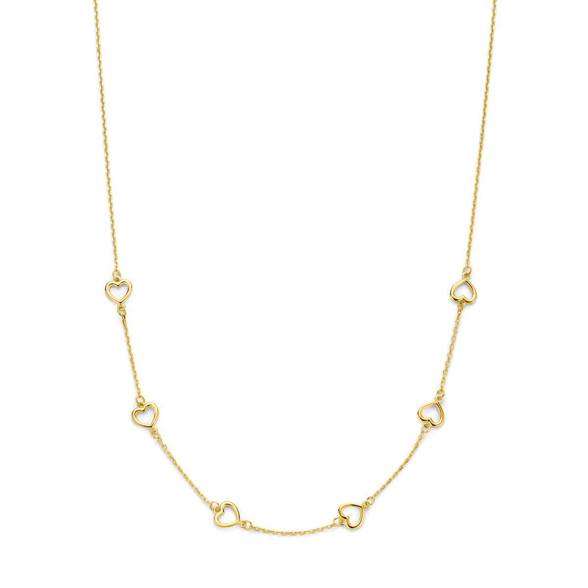 14K geelgoud collier hartjes 41 - 43 - 45 cm 4029655 - PansiteNederland.nl