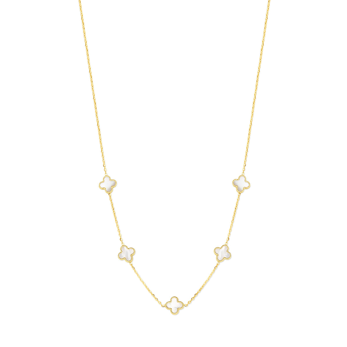 14K geelgoud collier klavertje parelmoer 42 - 44 - 46 cm 4029696
