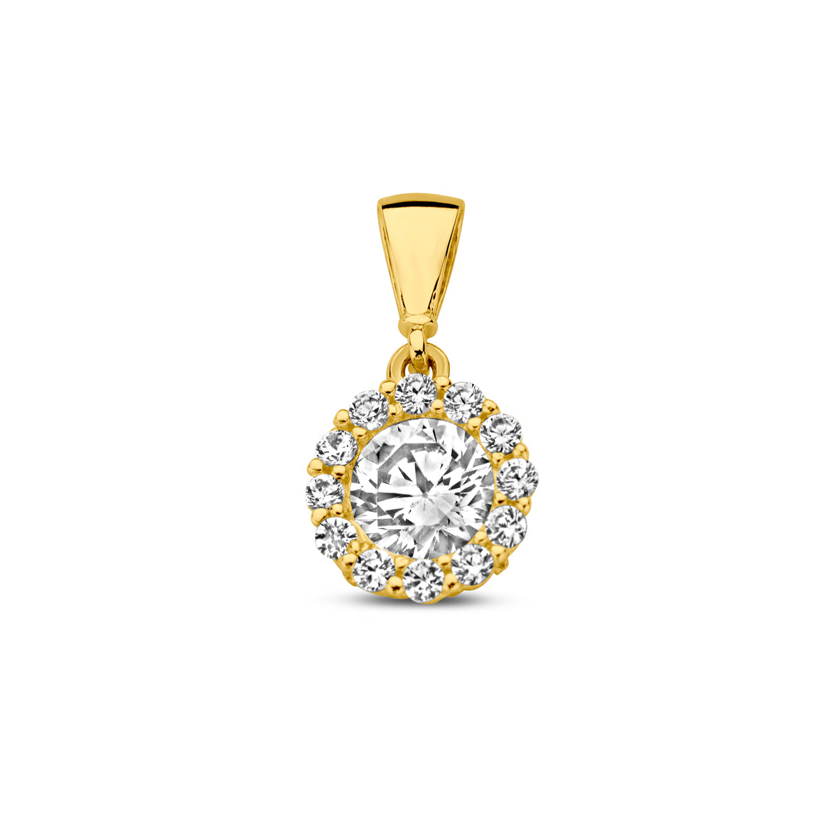 14K geelgoud hanger zirkonia halo 4029832 - PansiteNederland.nl