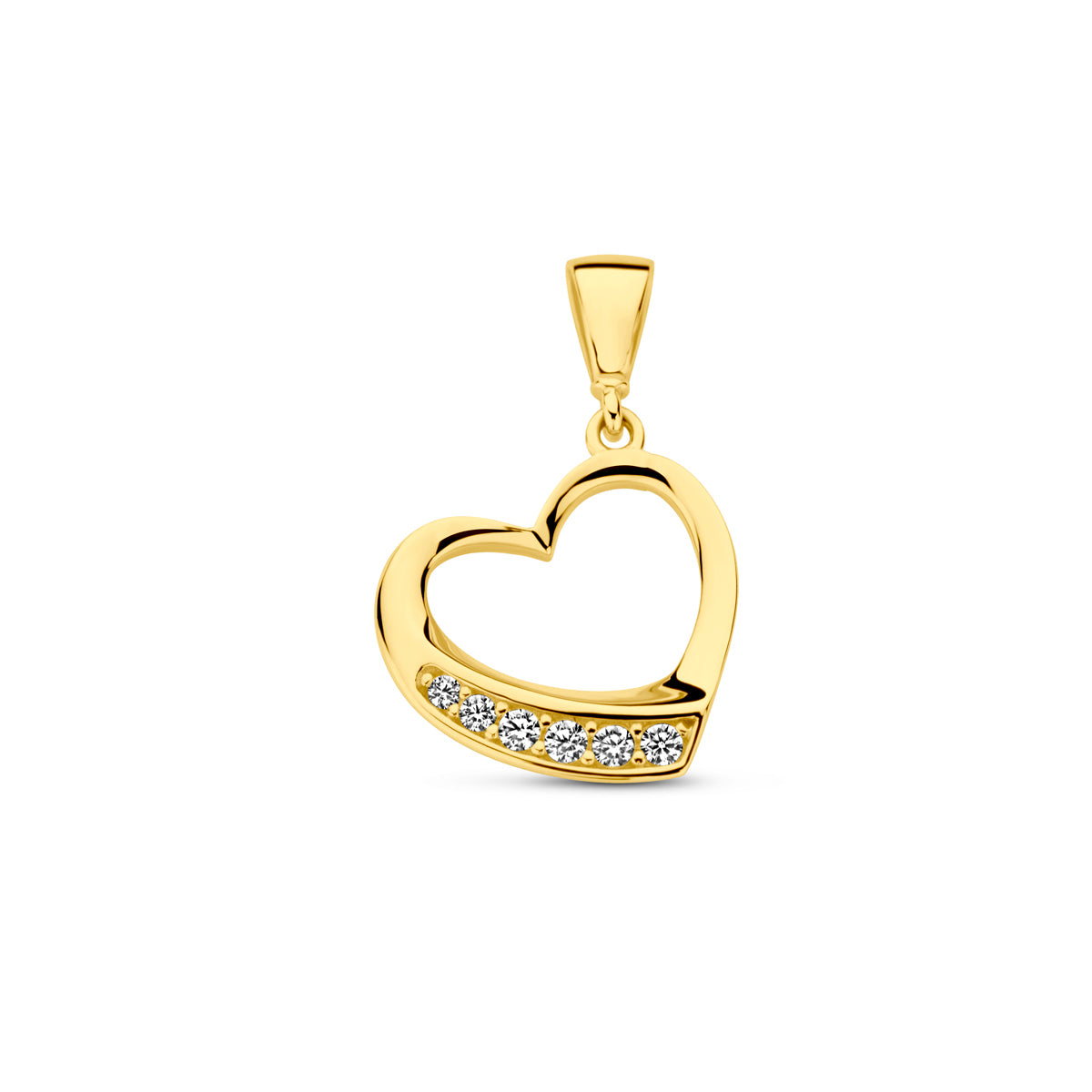 14K geelgoud hanger hartje zirkonia 4029837 - PansiteNederland.nl