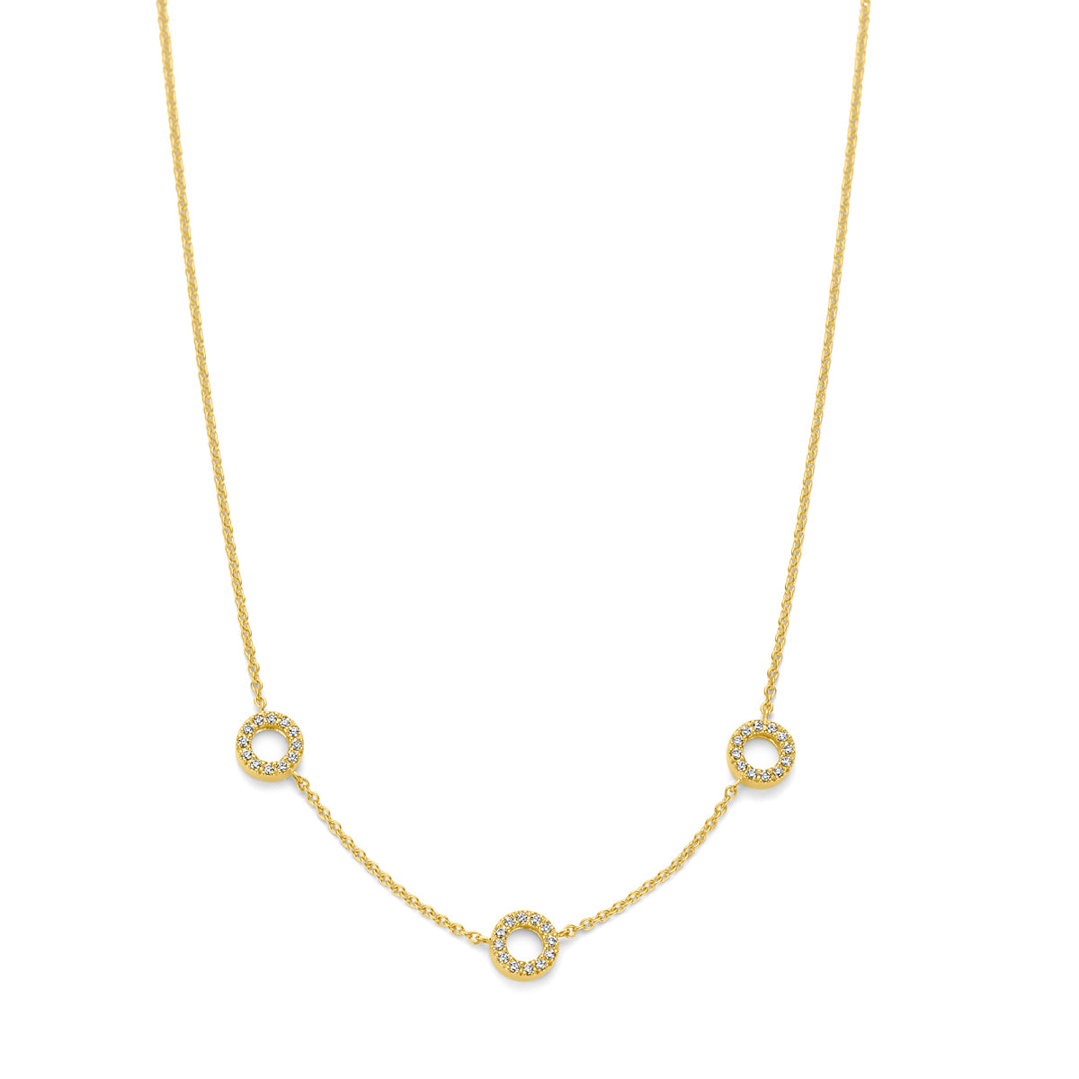14K geelgoud collier cirkels diamant 0.09ct h si 43 - 44 - 45 cm 4029906 - PansiteNederland.nl