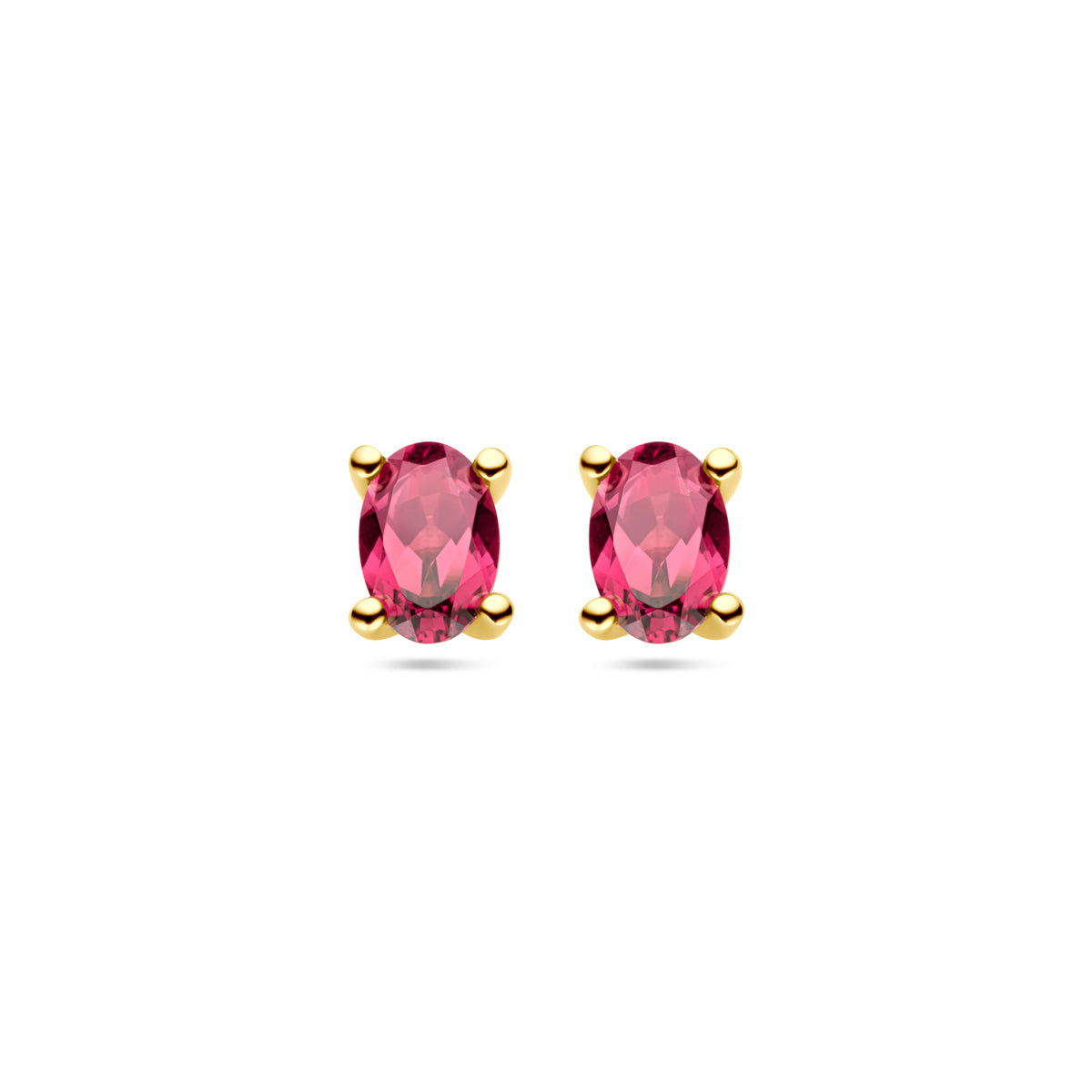14K Geelgoud Oorknoppen Roze Rhodoliet 4030091 - PansiteNederland.nl