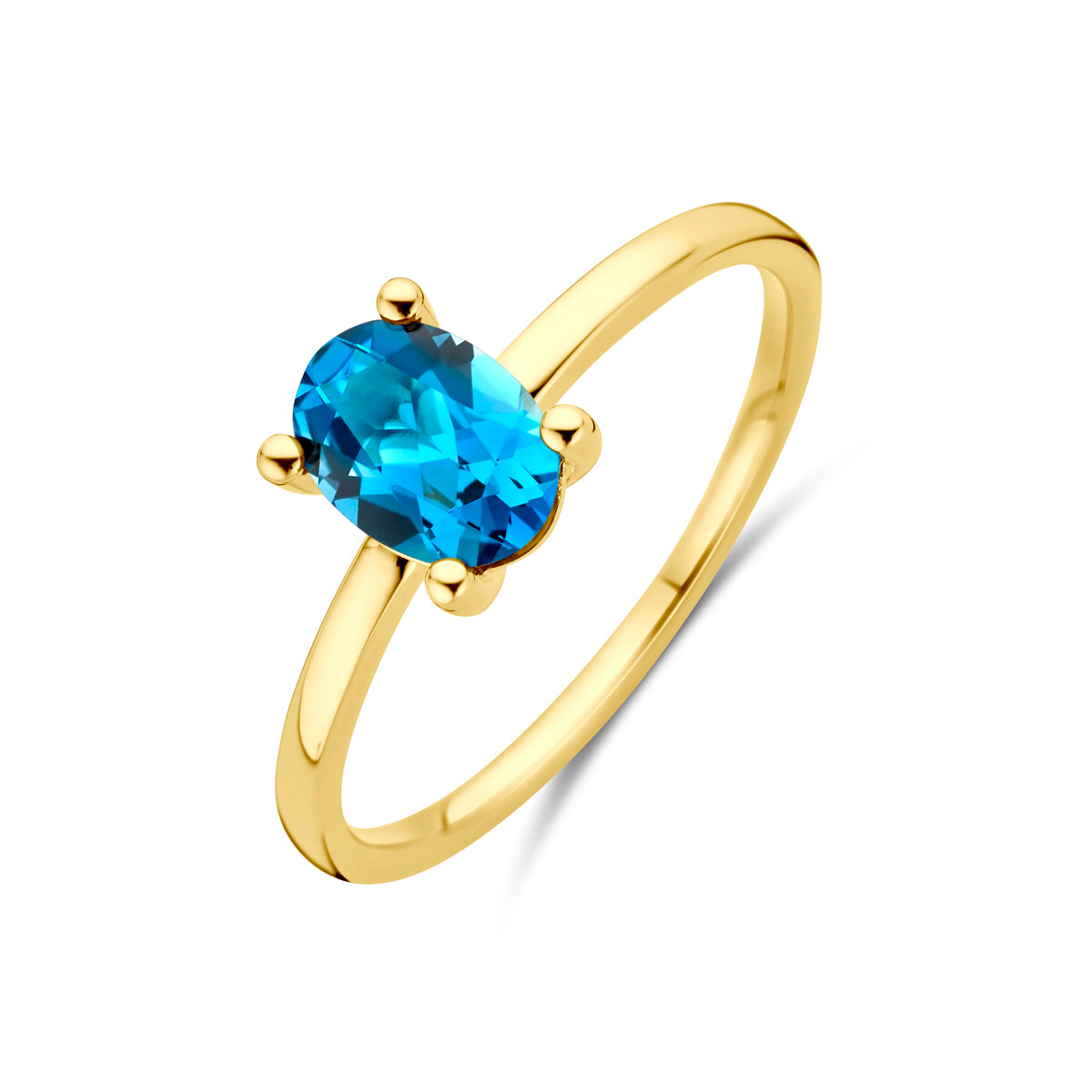 14K Geelgoud Ring London Blue Topaas 4030099 - PansiteNederland.nl