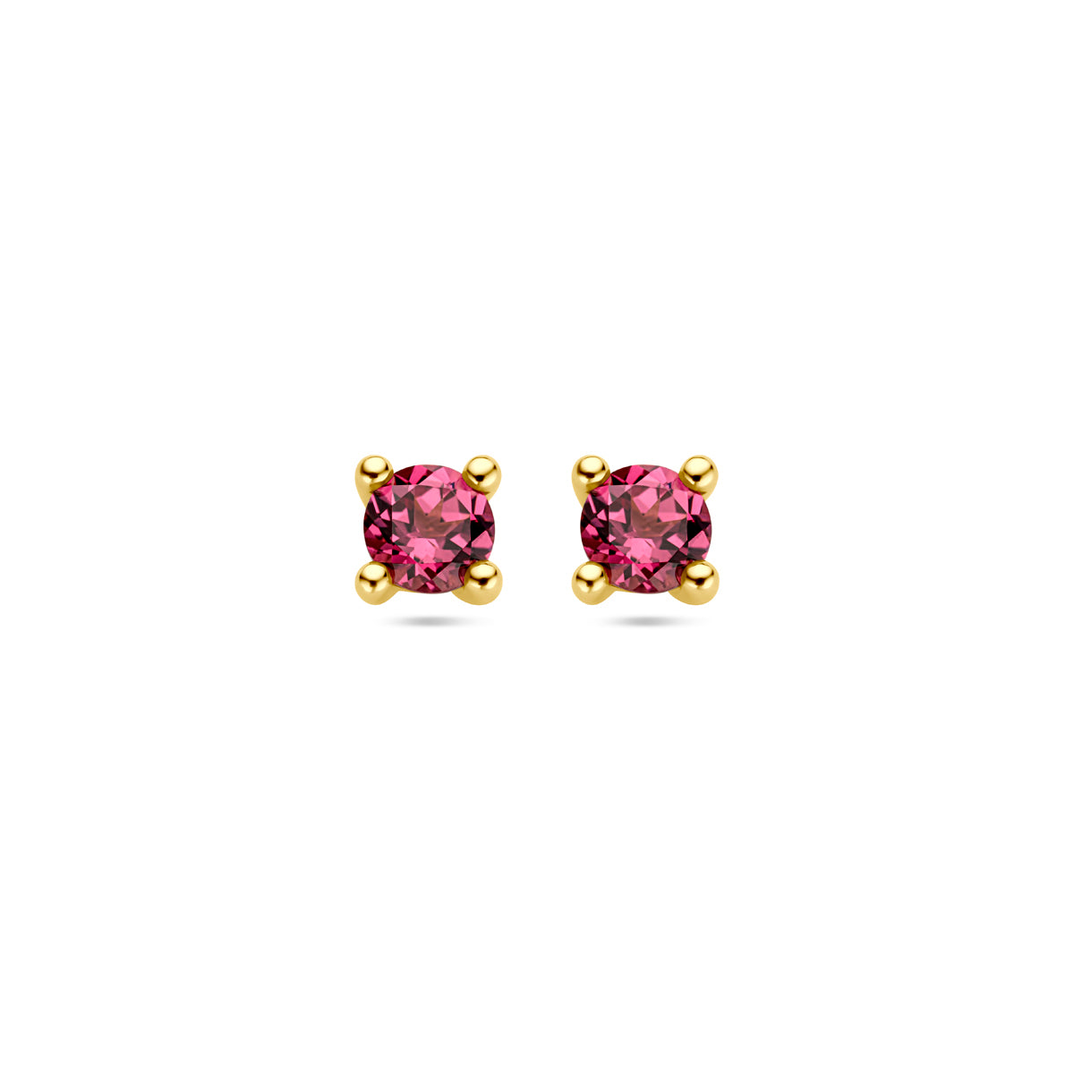 14K Geelgoud Oorknoppen Roze Rhodoliet 4030103 - PansiteNederland.nl