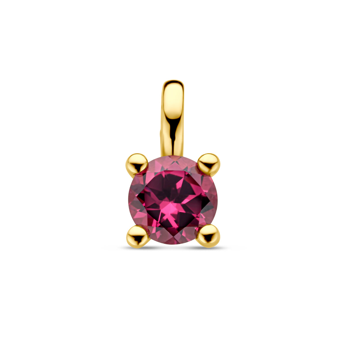 14K geelgoud hanger roze rhodoliet 4030104 - PansiteNederland.nl