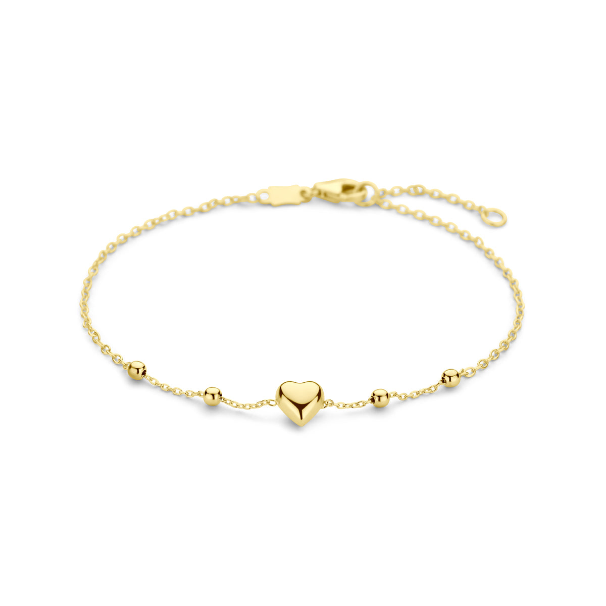 14K Geelgoud Armband Hart En Bolletjes 16 ‚Äö√Ñ√¨ 18 Cm 4030218 - PansiteNederland.nl