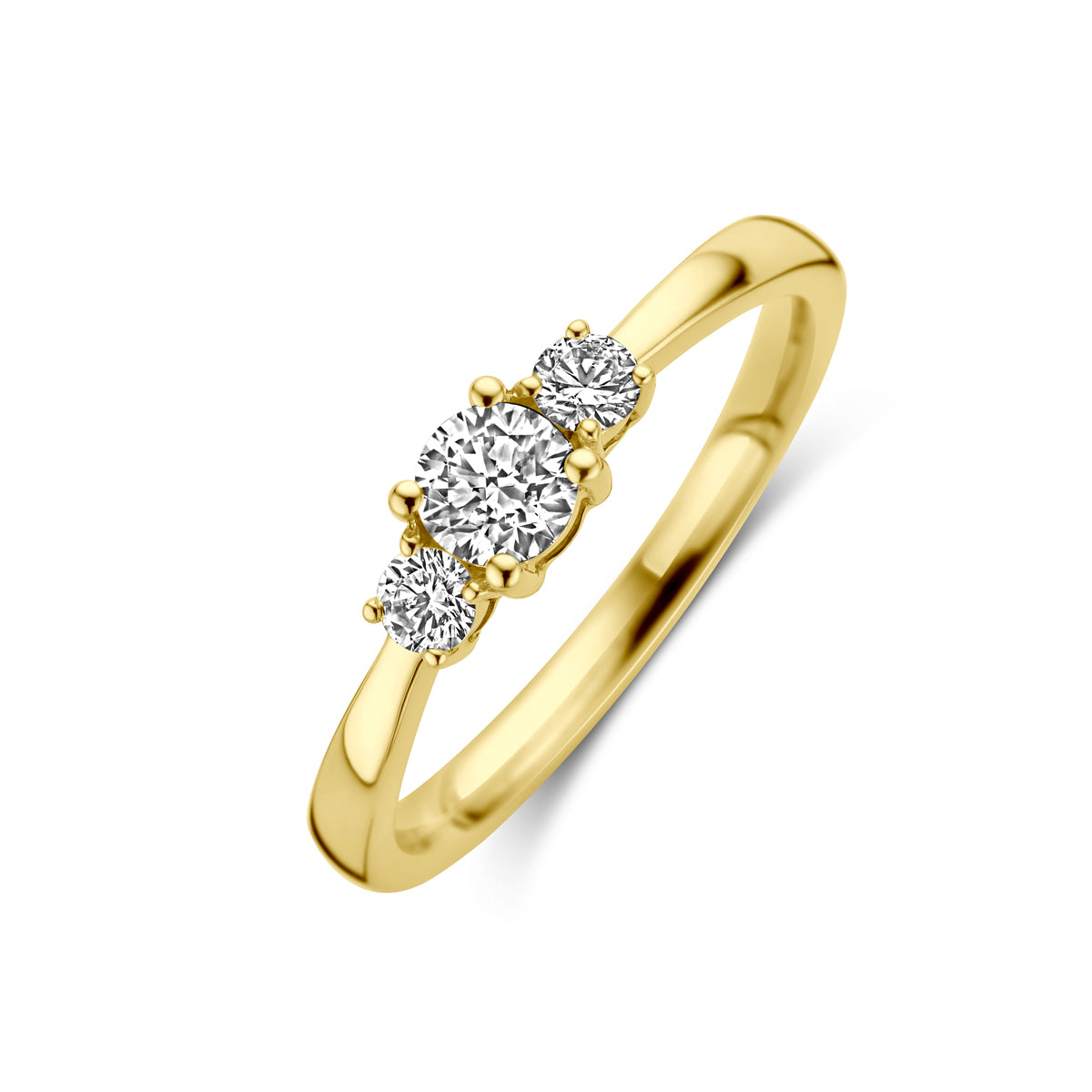 14K Geelgoud Ring Trilogie Diamant 0.46Ct H Si 4030239 - PansiteNederland.nl