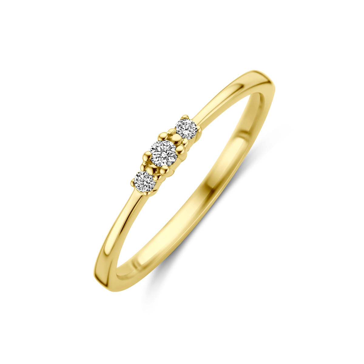 14K Geelgoud Ring Trilogie Diamant 0.08Ct H Si 4030301 - PansiteNederland.nl