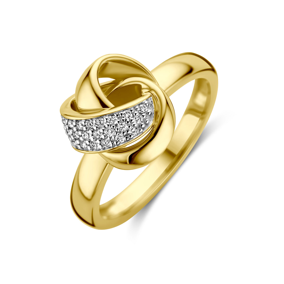 14K Geelgoud Ring Knoop Diamant 0.11Ct H Si 4030357 - PansiteNederland.nl