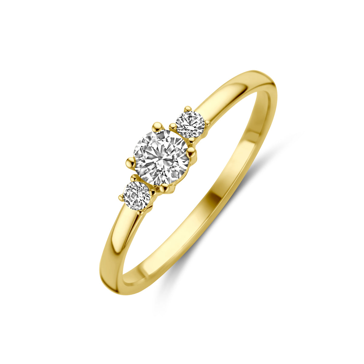 14K Geelgoud Ring Trilogie Met Zirkonia 4030379 - PansiteNederland.nl