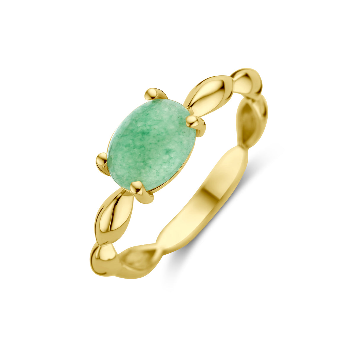 14K Geelgoud Ring Groen Agaat 4030510 - PansiteNederland.nl