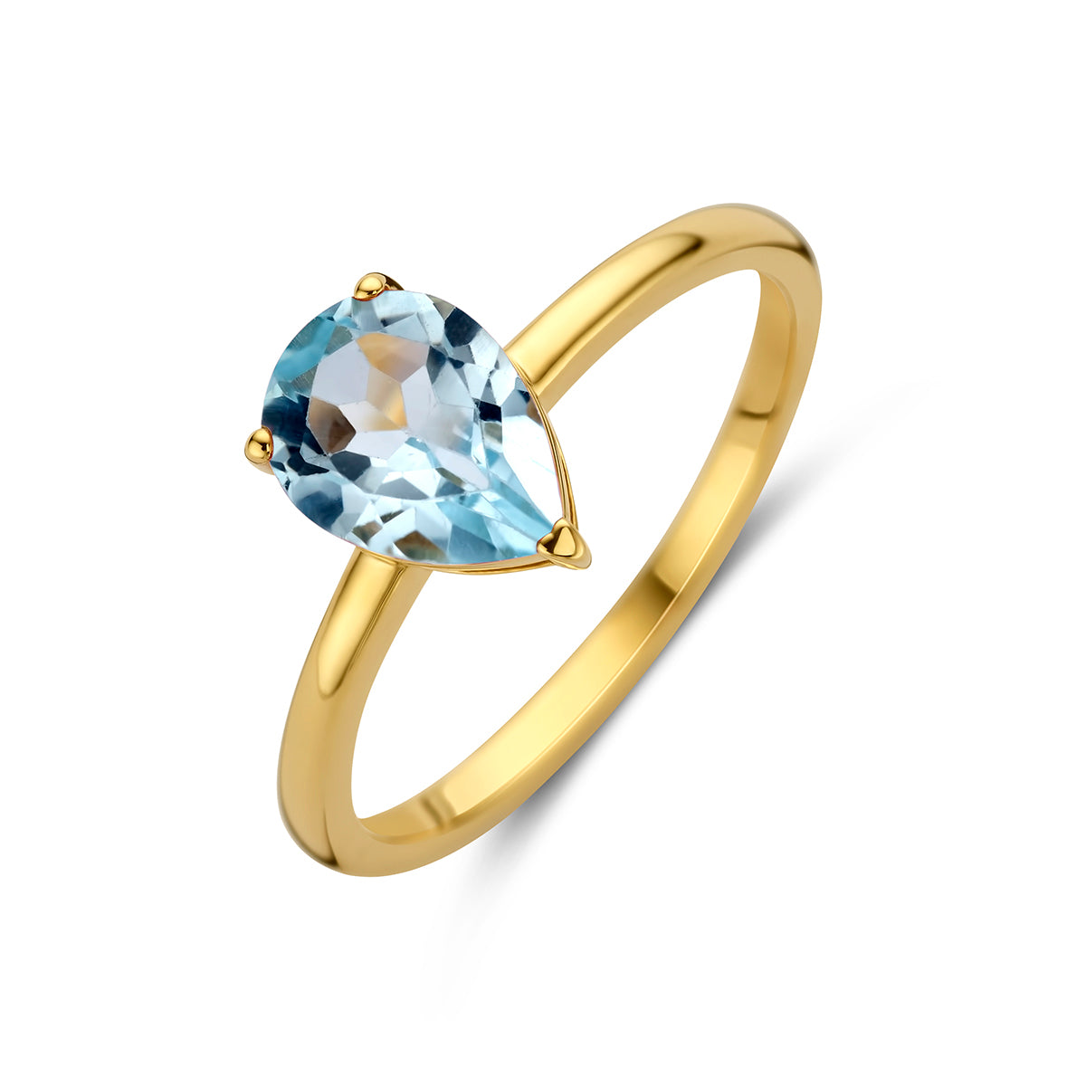 14K Geelgoud Ring Blauw Topaas 4030520 - PansiteNederland.nl