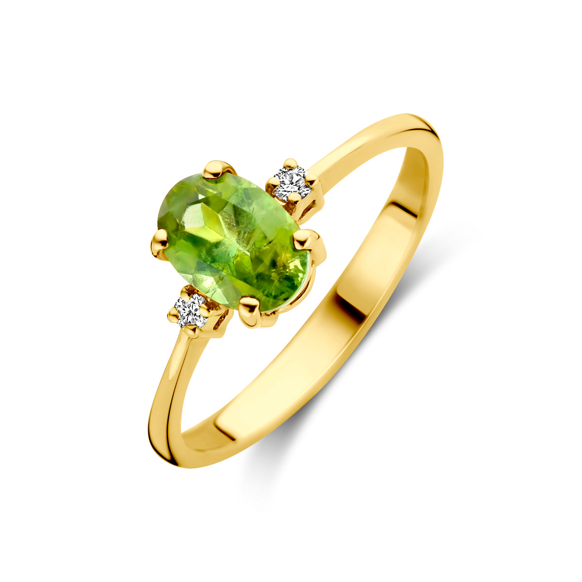 14K Geelgoud Ring Trilogie Toermalijn En Diamant 0.04Ct H Si 4030743 - PansiteNederland.nl