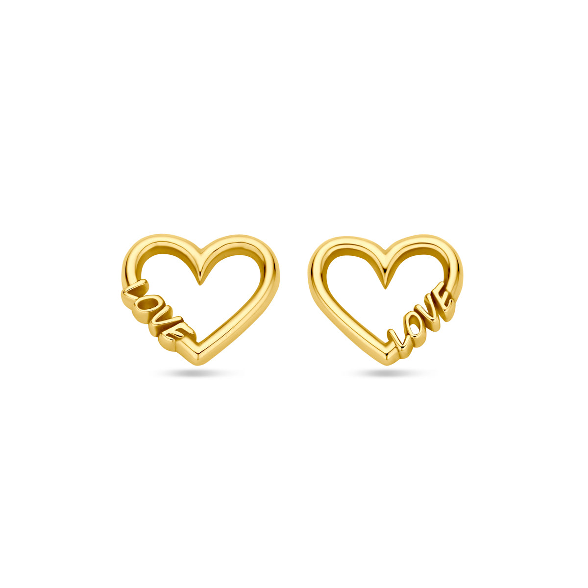 14K Geelgoud Oorknoppen Hartje En Love 8 Mm 4030832 - PansiteNederland.nl