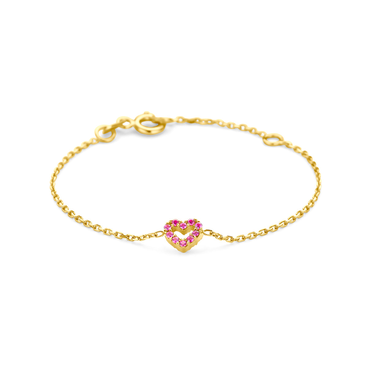 14K Geelgoud Armband Hart Rood Zirkonia 11 + 2 Cm 4030910 - PansiteNederland.nl