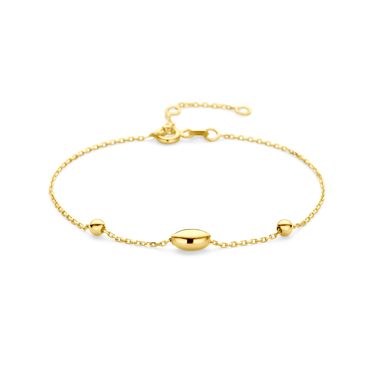 14K Geelgoud Armband Ovaaltje En Bolletjes 16 - 17,5 - 19 Cm 4030917 - PansiteNederland.nl