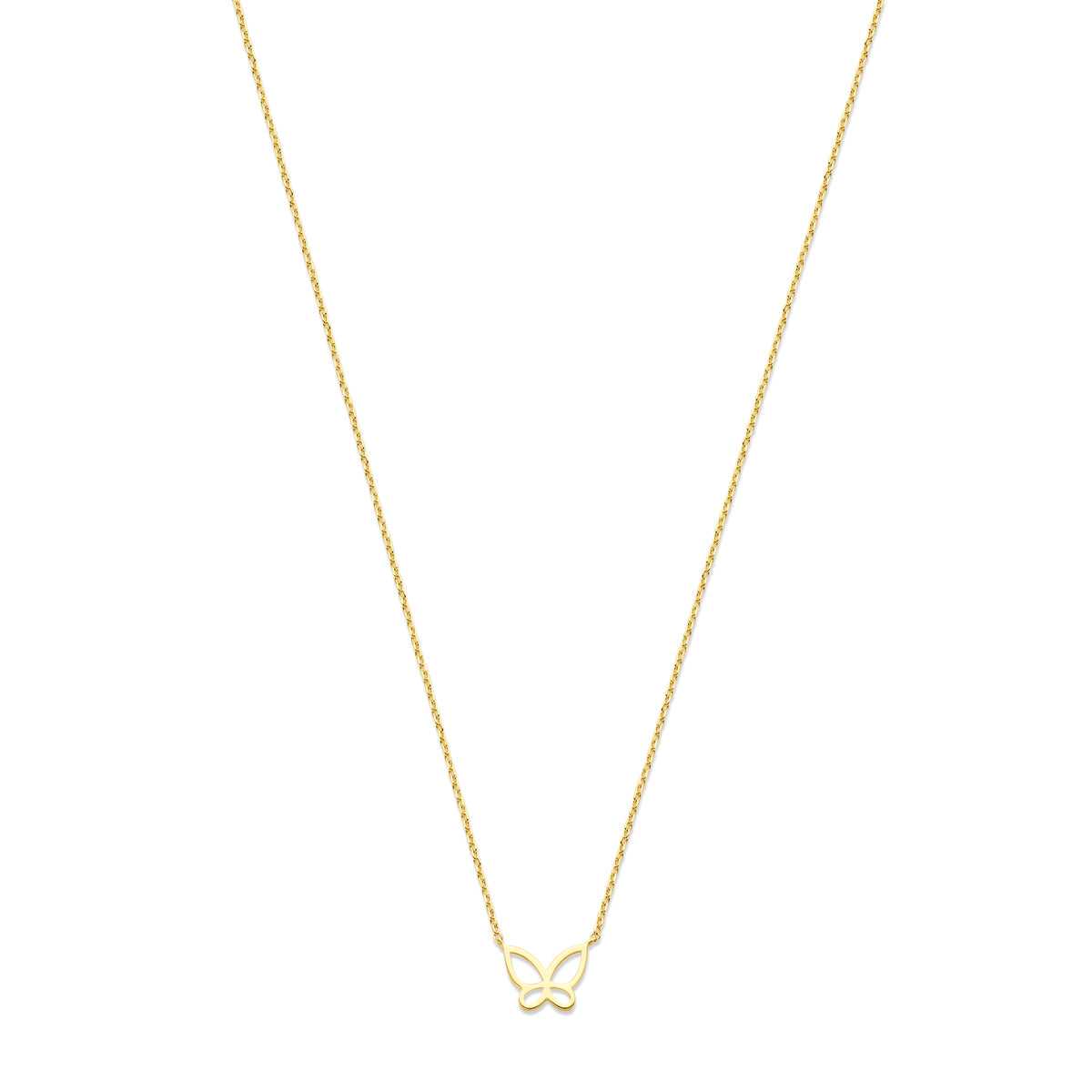 14K geelgoud collier vlinder 40 - 42 - 44 cm 4031023 - PansiteNederland.nl
