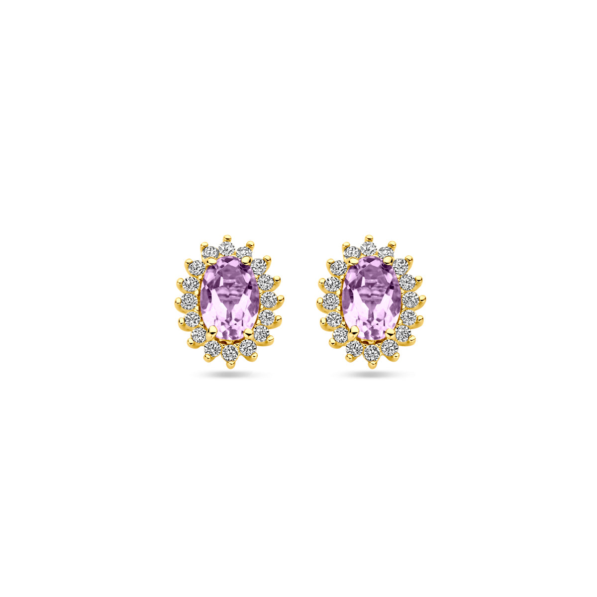 14K Geelgoud Oorknoppen Amethist En Zirkonia 9,5 Mm 4031148 - PansiteNederland.nl