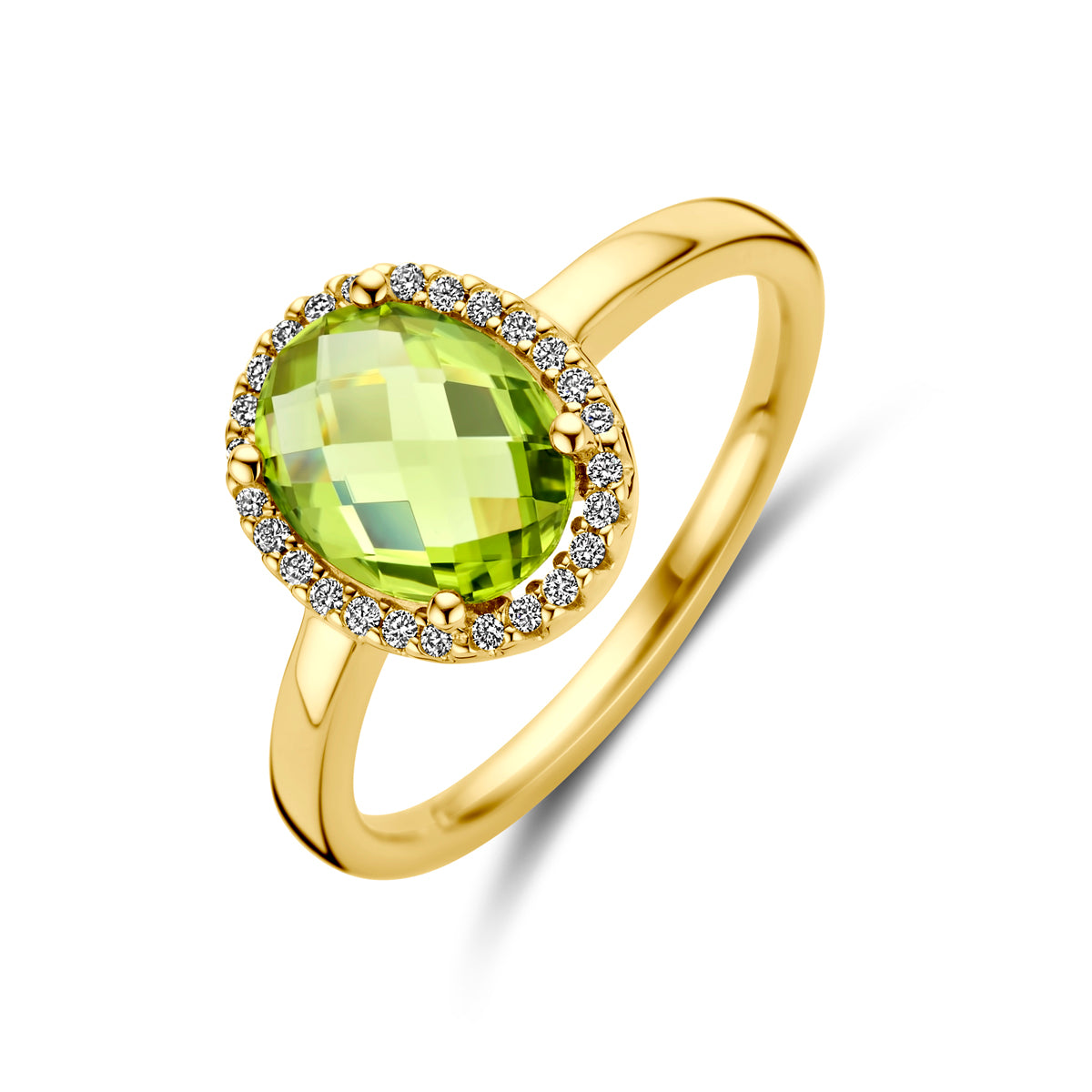 14K Geelgoud Ring Peridot En Diamant 0.10Ct H Si 4031198 - PansiteNederland.nl