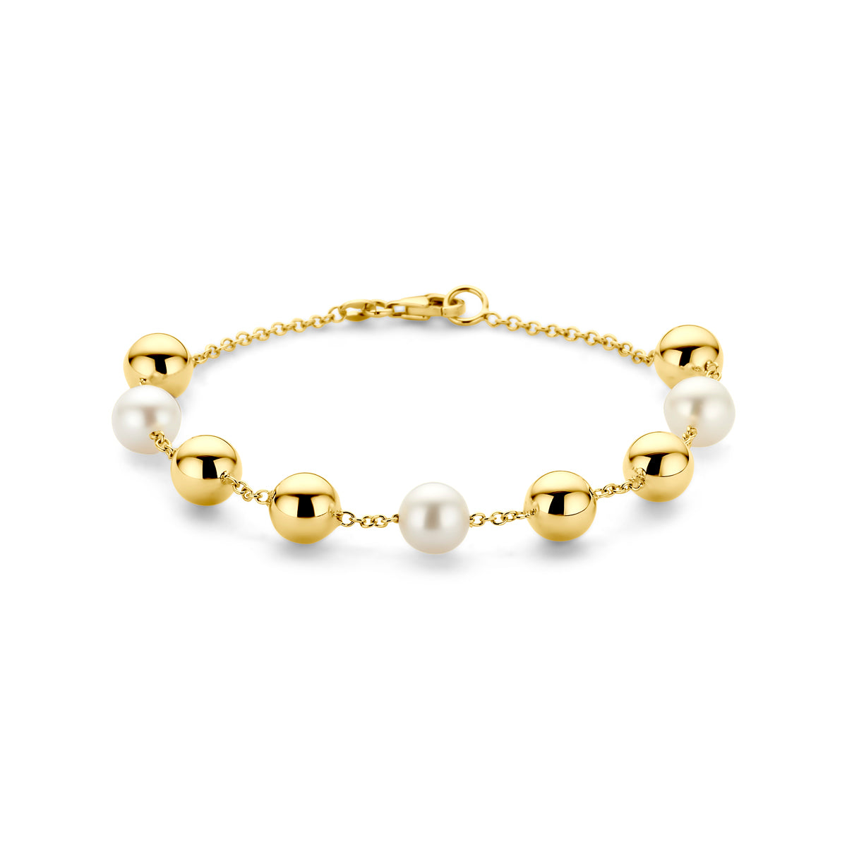 14K Geelgoud Armband Bolletjes En Parels 19 Cm 4031347 - PansiteNederland.nl
