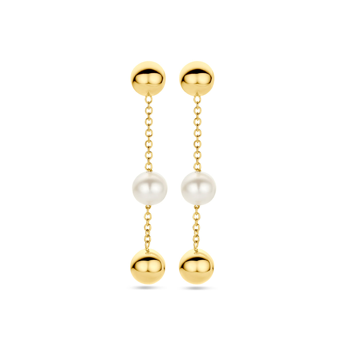 14K Geelgoud Oorhangers Bolletjes En Parels 49 Mm 4031352 - PansiteNederland.nl