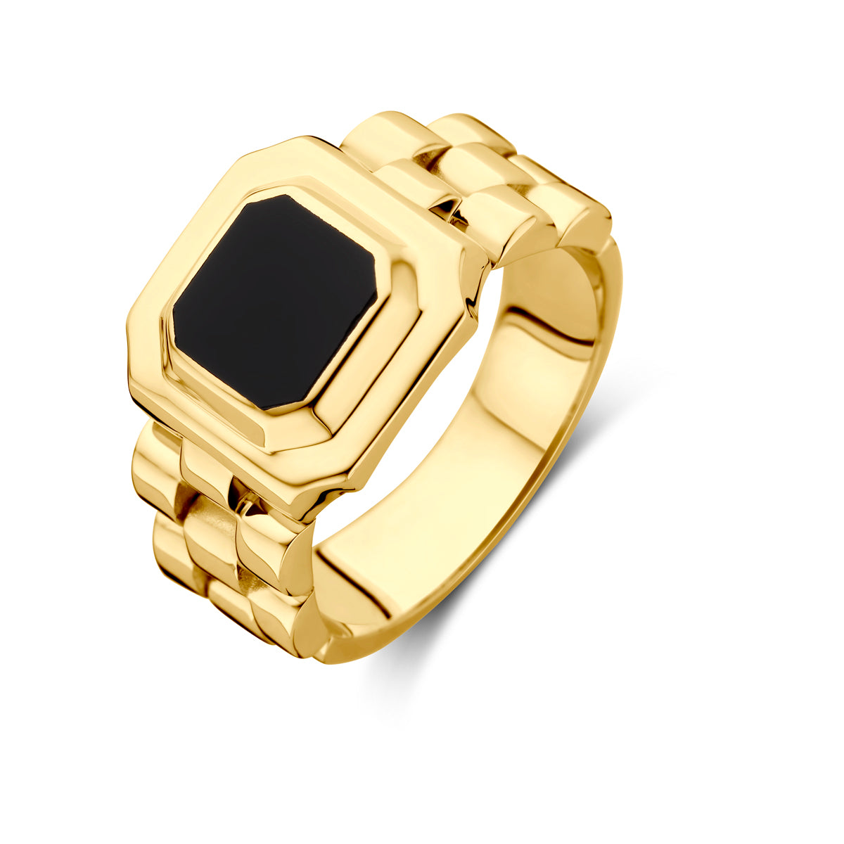 14K Geelgoud Ring Flexibel Schakel Onyx 4031626 - PansiteNederland.nl