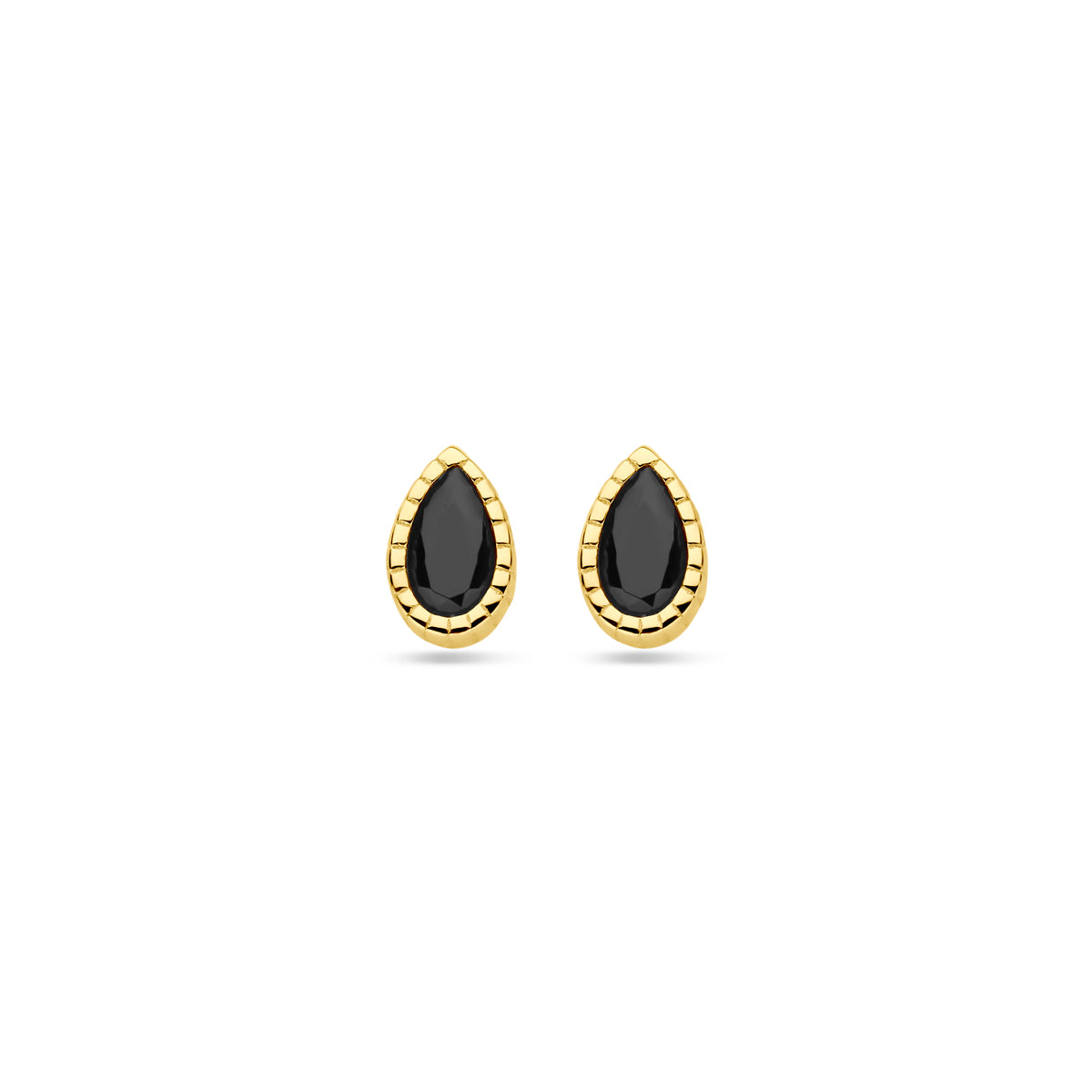 14K Geelgoud Oorknoppen Zwart Zirkonia 6 Mm 4031709 - PansiteNederland.nl