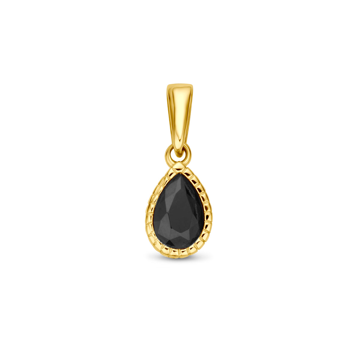 14K geelgoud hanger zwart zirkonia 14 mm 4031712 - PansiteNederland.nl