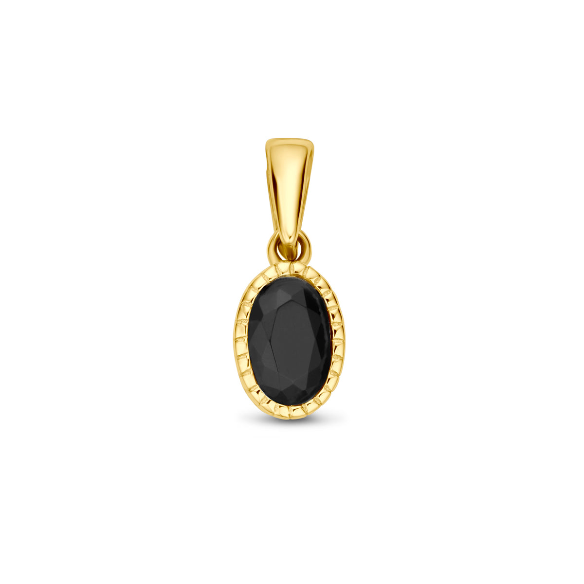 14K geelgoud hanger zwart zirkonia 14 mm 4031726 - PansiteNederland.nl
