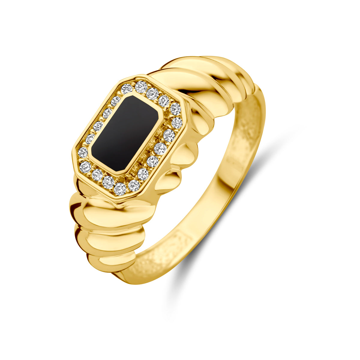 14K Geelgoud Ring Onyx En Met Zirkonia 4031729 - PansiteNederland.nl